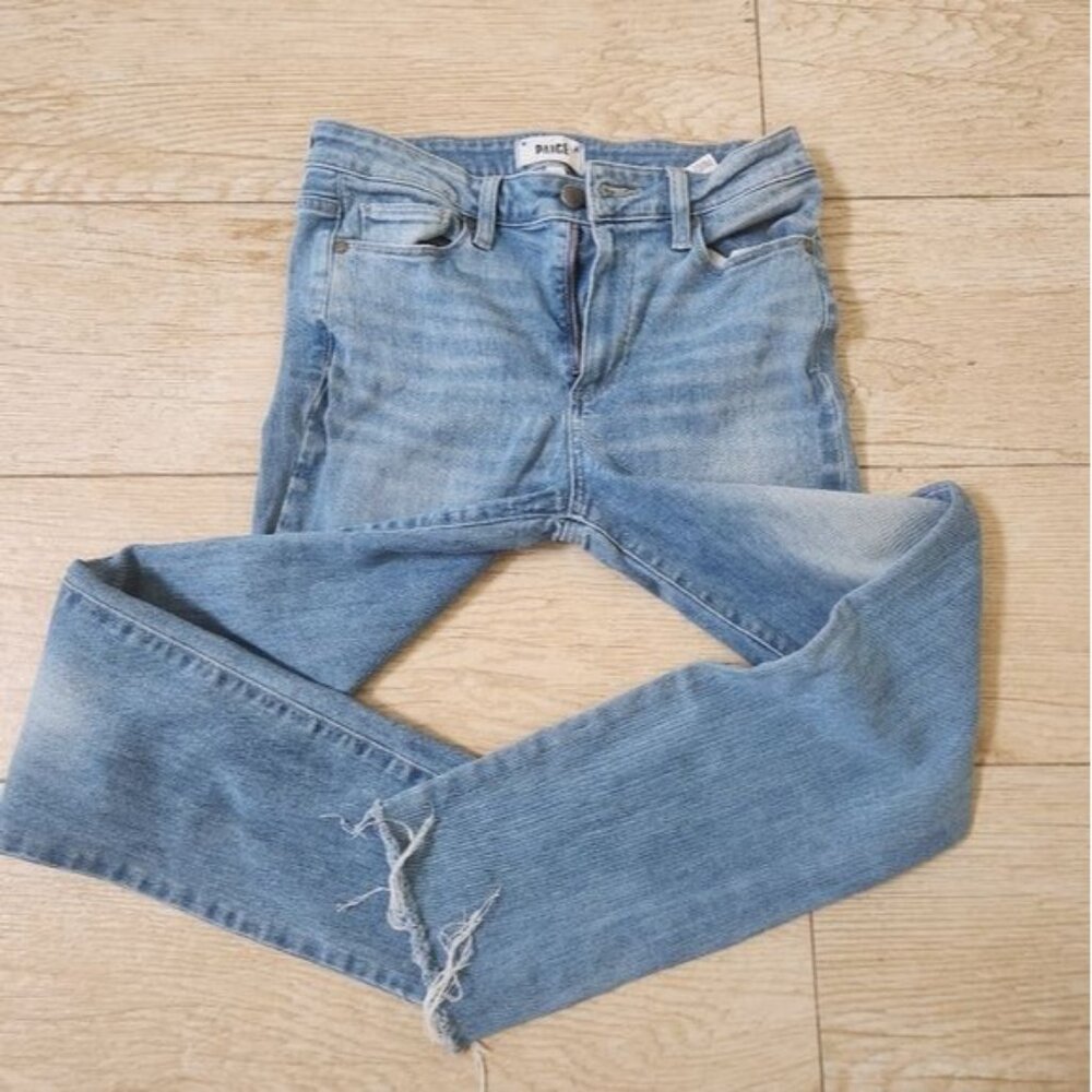 Paige Hoxton High-Rise Slim Raw Hem Jeans - Blue Size 28 - Picture 6 of 16